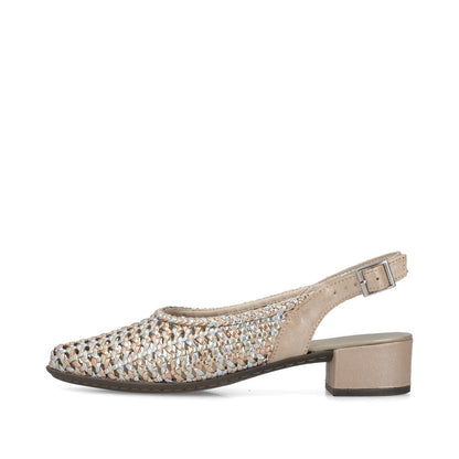 Rieker 47078-90 Silver Gold F 1/2 Fit Slingback Low Heels