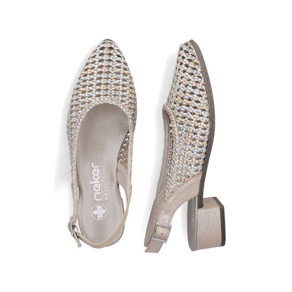Rieker 47078-90 Silver Gold F 1/2 Fit Slingback Low Heels