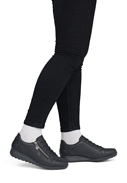 Rieker TEX 47202-00 Black H Fit Shoes with Zip