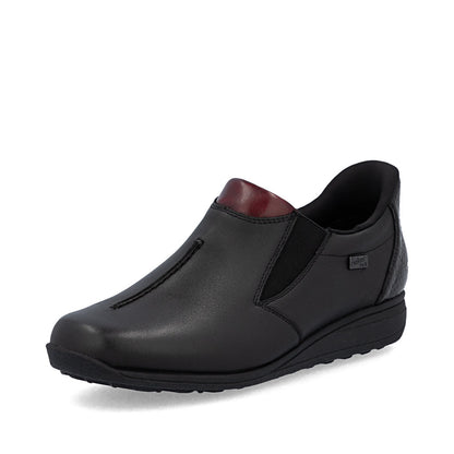 Rieker TEX 47253-00 H Fit Black & Burgundy Slip On Shoes