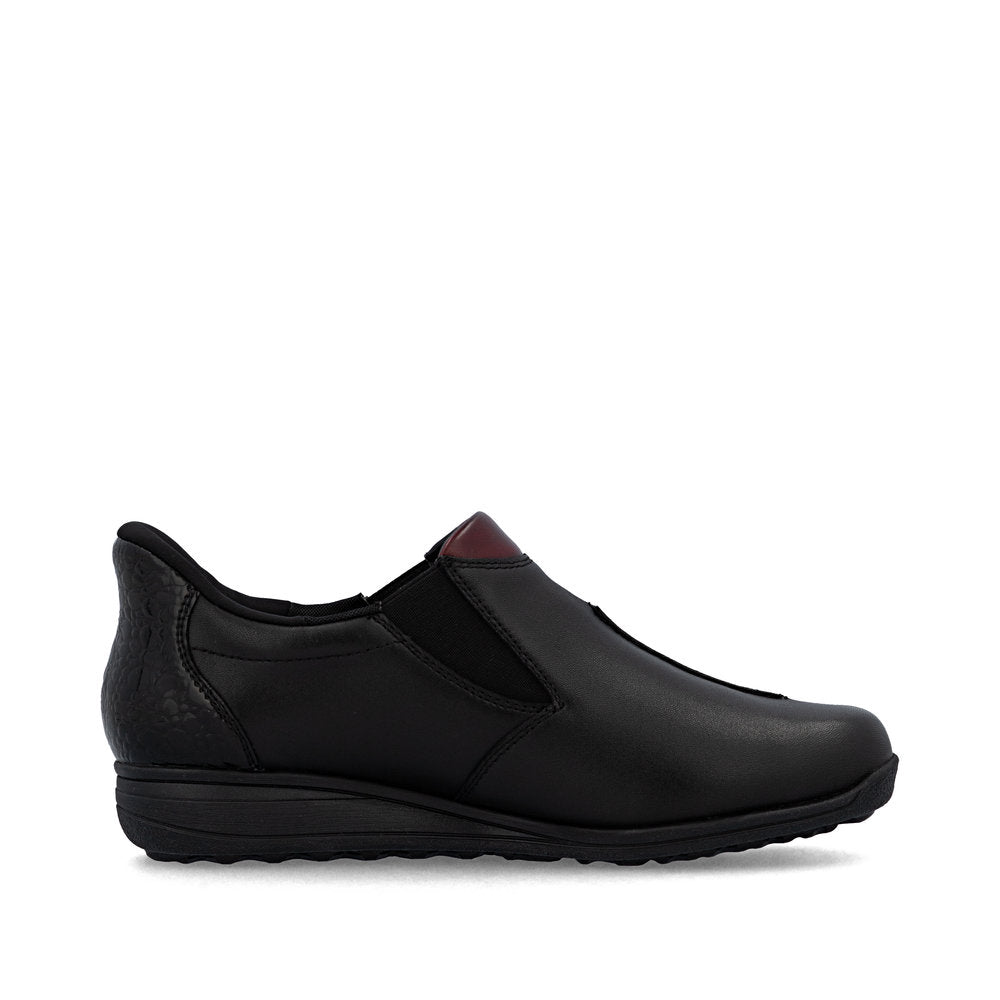 Rieker TEX 47253-00 H Fit Black & Burgundy Slip On Shoes