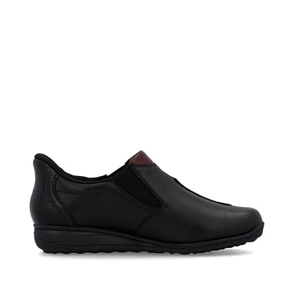 Rieker TEX 47253-00 H Fit Black & Burgundy Slip On Shoes