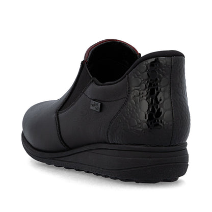 Rieker TEX 47253-00 H Fit Black & Burgundy Slip On Shoes