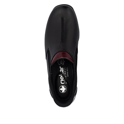 Rieker TEX 47253-00 H Fit Black & Burgundy Slip On Shoes