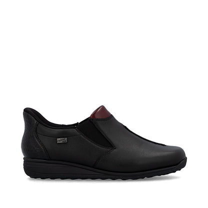 Rieker TEX 47253-00 H Fit Black & Burgundy Slip On Shoes