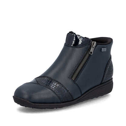 Rieker TEX 47254-14 Navy H Fit Ankle Boots with Zip