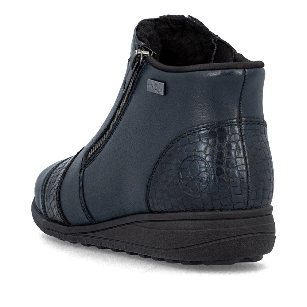 Rieker TEX 47254-14 Navy H Fit Ankle Boots with Zip