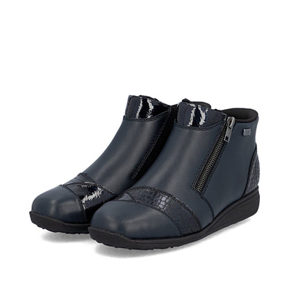Rieker TEX 47254-14 Navy H Fit Ankle Boots with Zip
