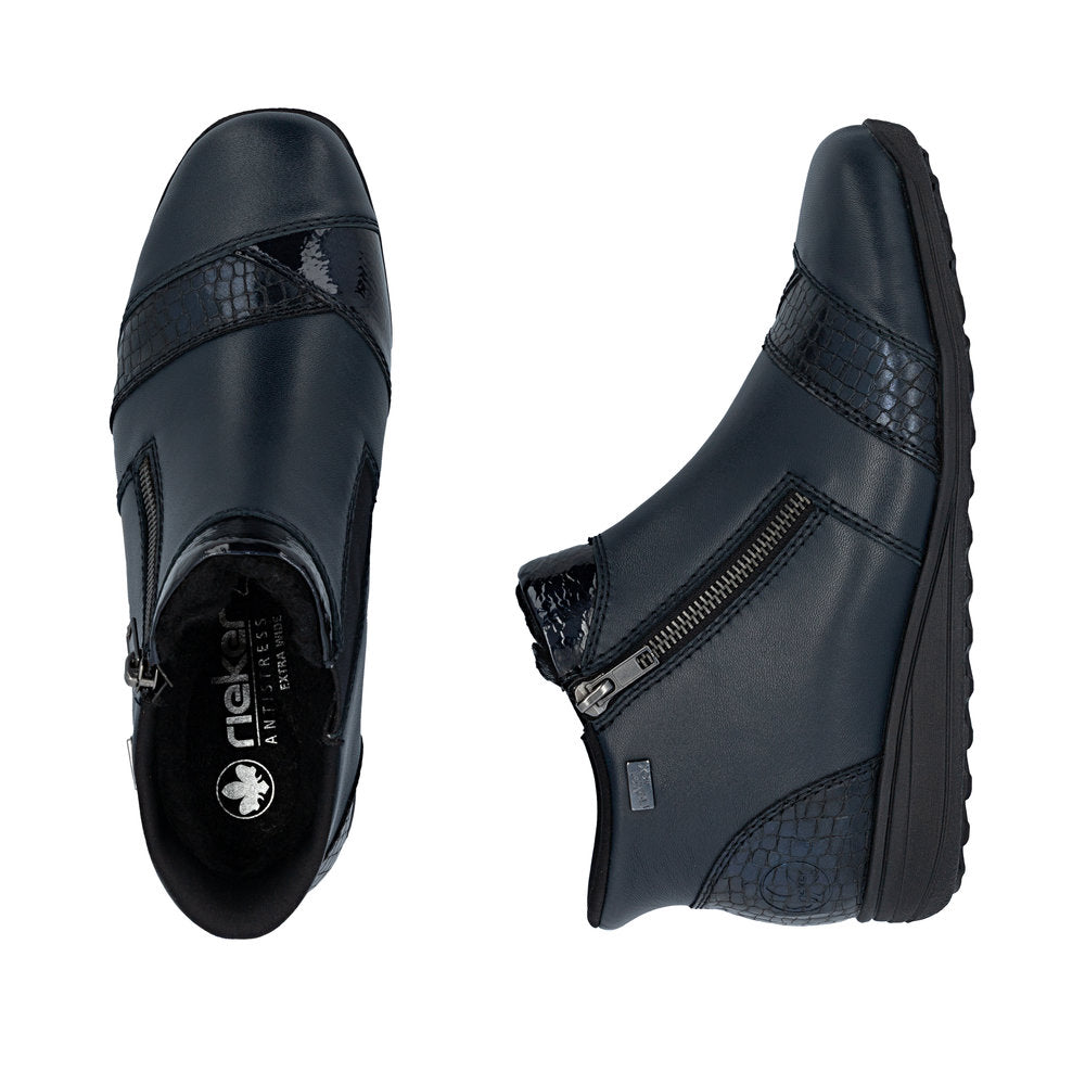 Rieker TEX 47254-14 Navy H Fit Ankle Boots with Zip