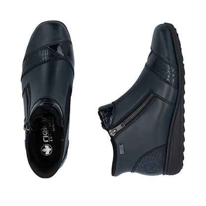 Rieker TEX 47254-14 Navy H Fit Ankle Boots with Zip