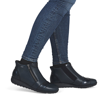 Rieker TEX 47254-14 Navy H Fit Ankle Boots with Zip