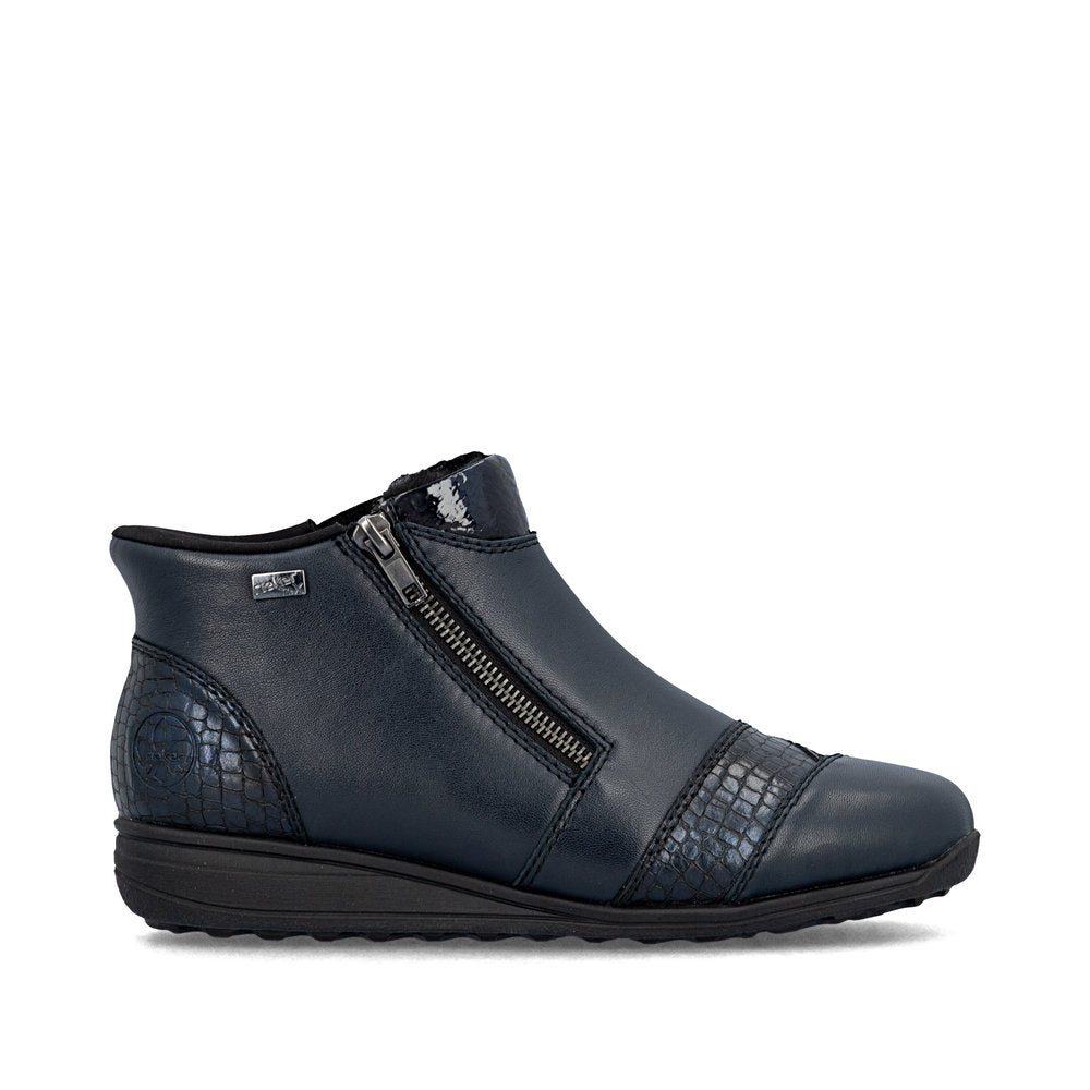 Rieker TEX 47254-14 Navy H Fit Ankle Boots with Zip
