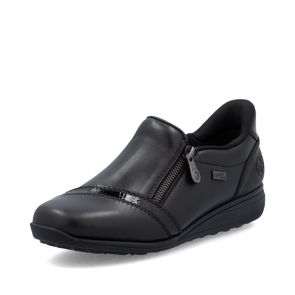 Rieker TEX 47264-00 H Fit Black Shoes with Side Zip