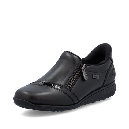 Rieker TEX 47264-00 H Fit Black Shoes with Side Zip