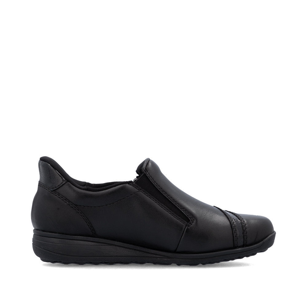 Rieker TEX 47264-00 H Fit Black Shoes with Side Zip