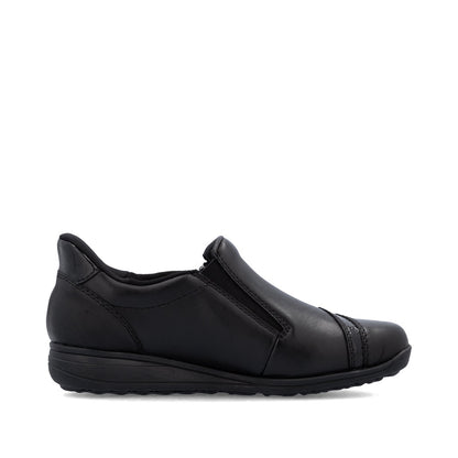 Rieker TEX 47264-00 H Fit Black Shoes with Side Zip