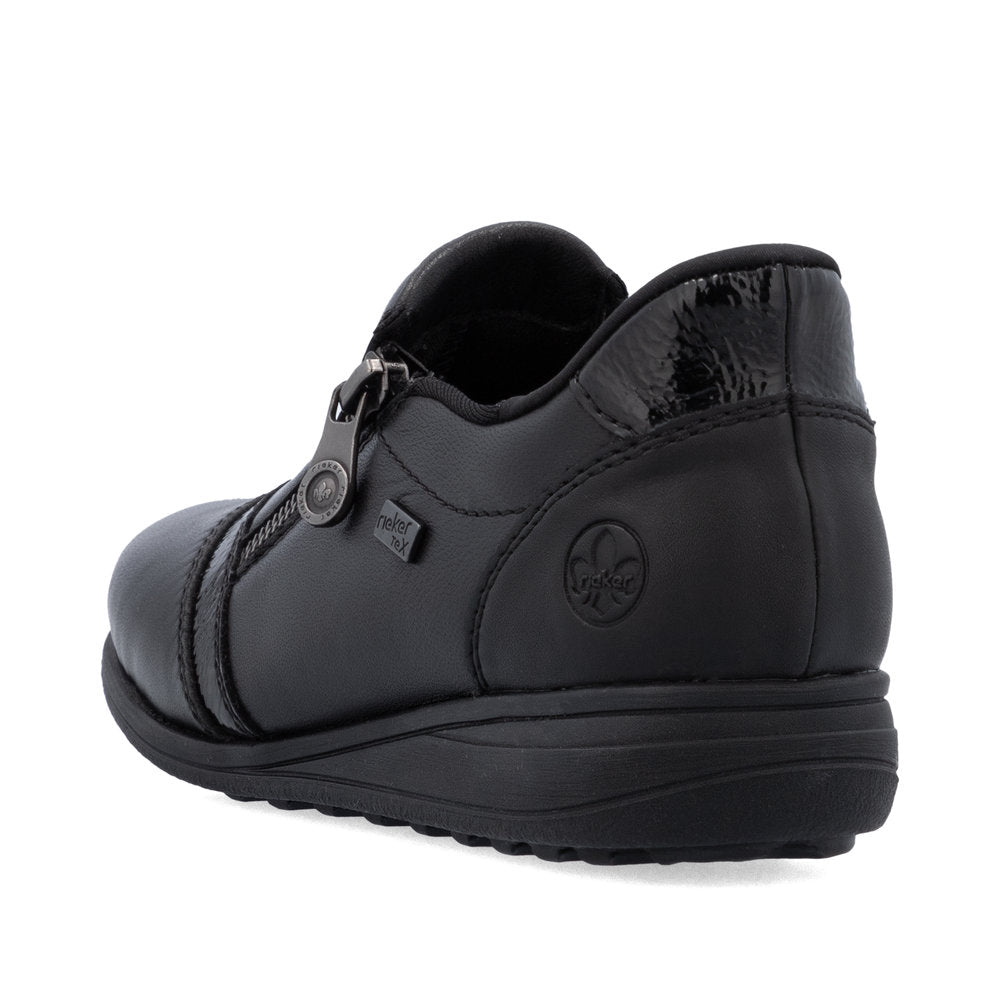 Rieker TEX 47264-00 H Fit Black Shoes with Side Zip