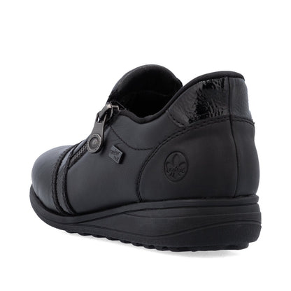 Rieker TEX 47264-00 H Fit Black Shoes with Side Zip
