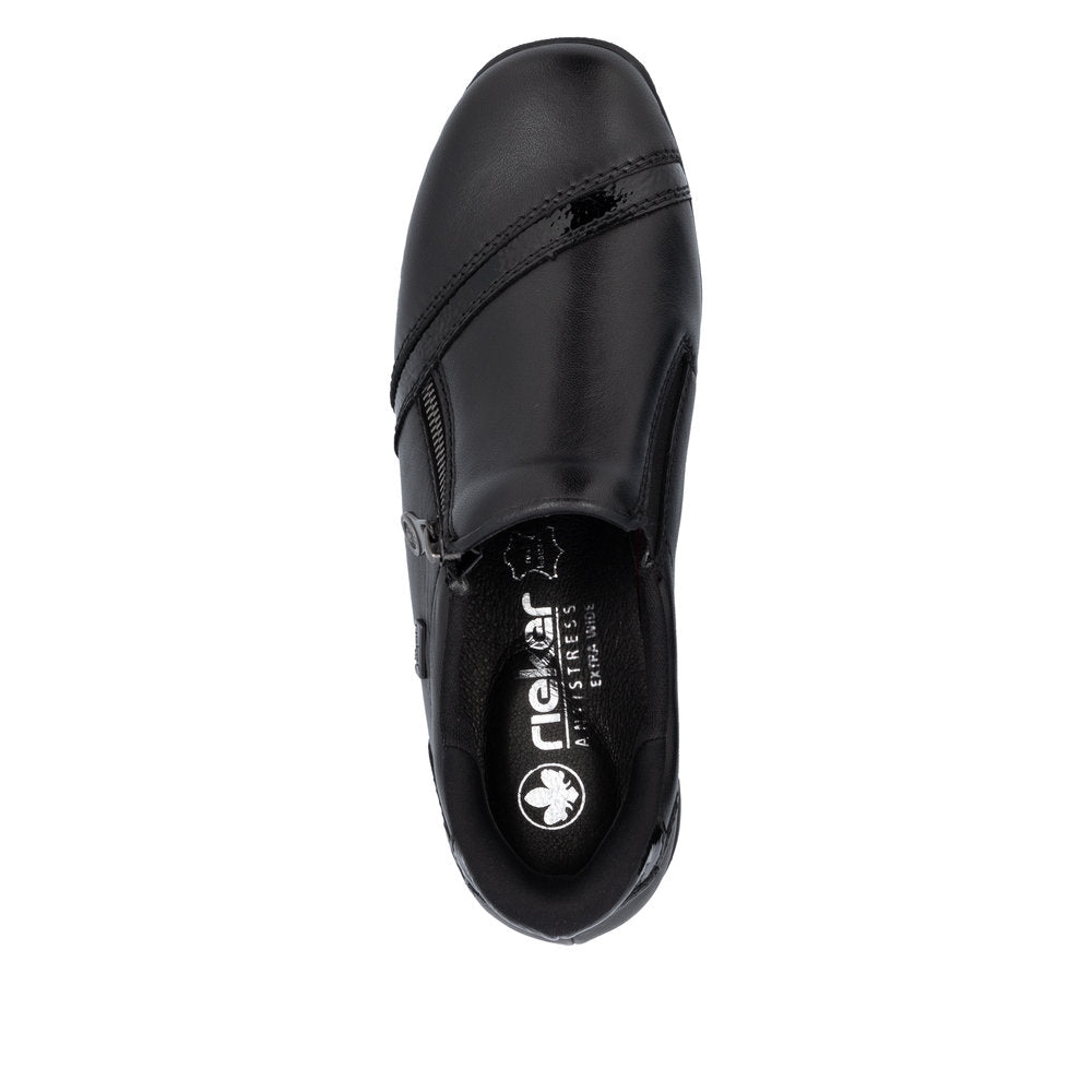 Rieker TEX 47264-00 H Fit Black Shoes with Side Zip