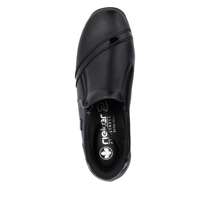 Rieker TEX 47264-00 H Fit Black Shoes with Side Zip