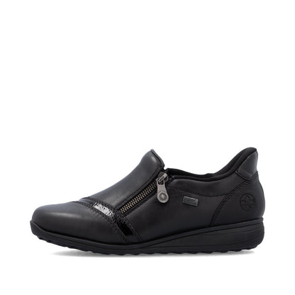 Rieker TEX 47264-00 H Fit Black Shoes with Side Zip