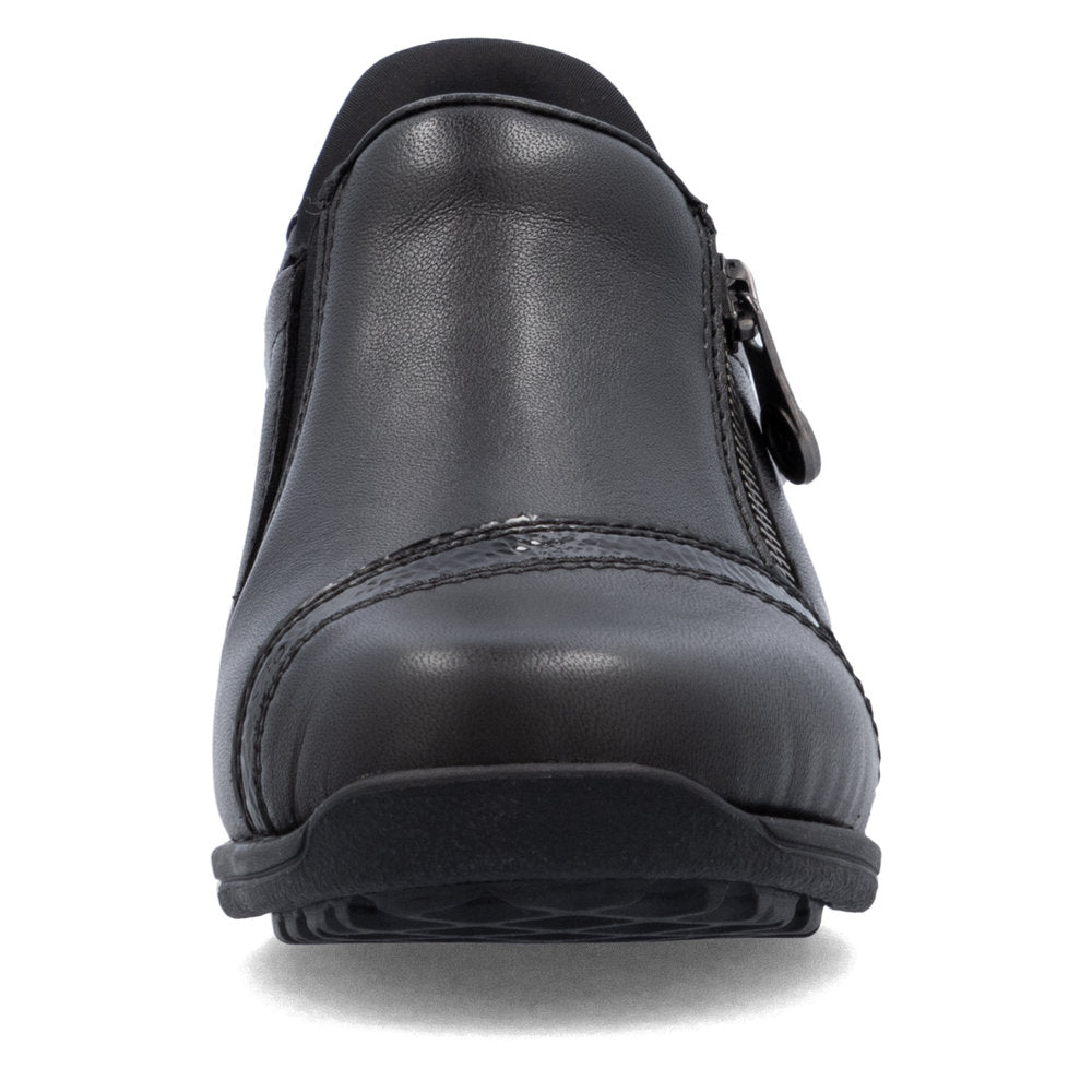 Rieker TEX 47264-00 H Fit Black Shoes with Side Zip