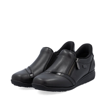 Rieker TEX 47264-00 H Fit Black Shoes with Side Zip