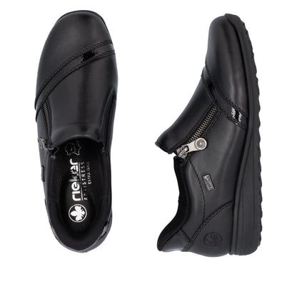 Rieker TEX 47264-00 H Fit Black Shoes with Side Zip