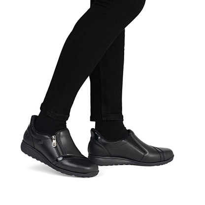 Rieker TEX 47264-00 H Fit Black Shoes with Side Zip