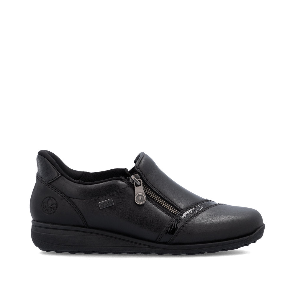 Rieker TEX 47264-00 H Fit Black Shoes with Side Zip