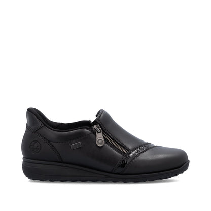 Rieker TEX 47264-00 H Fit Black Shoes with Side Zip