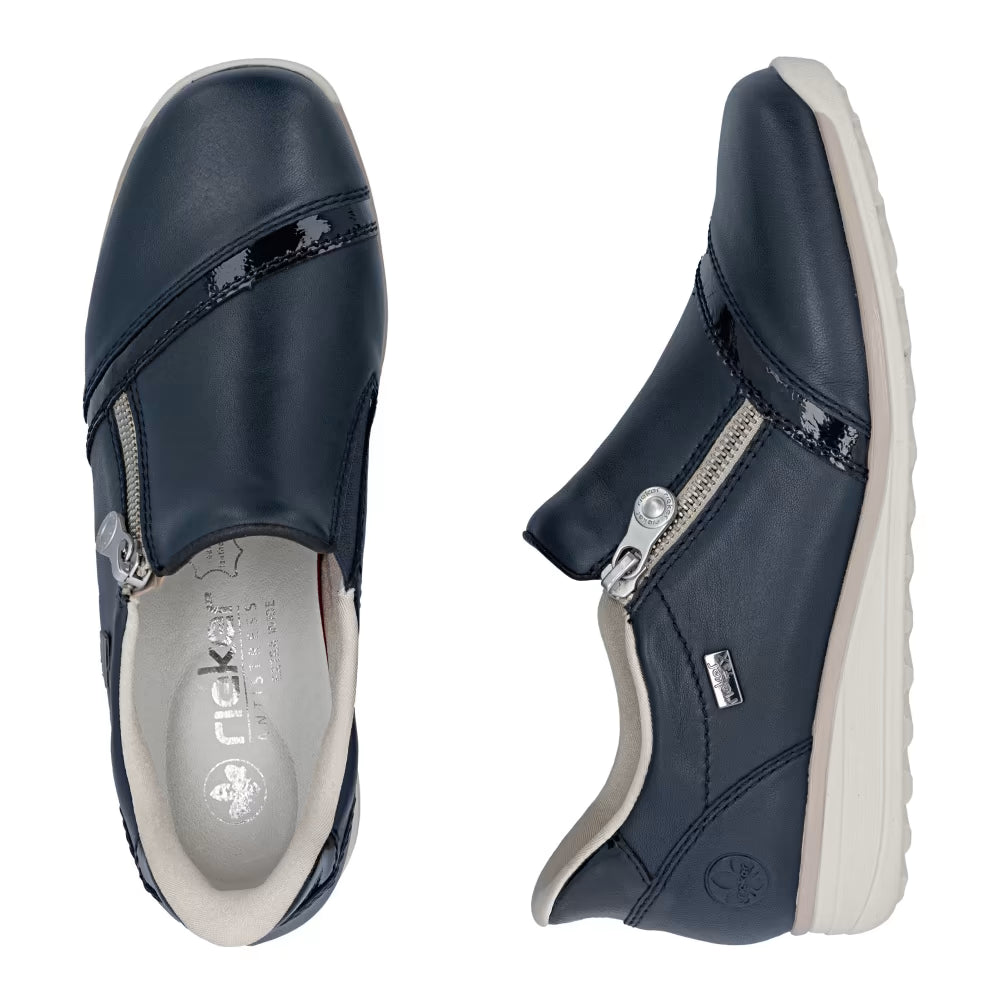 Rieker TEX 47267-14 H Fit Navy Shoes with Side Zip