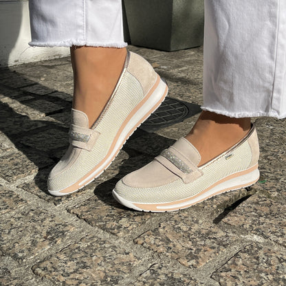 Callaghan 87116 Marfil Nude & Gold Trim Slip On Shoes