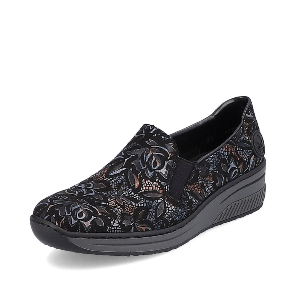Rieker 48752-90 Black Combi Metallic Slip On Shoes