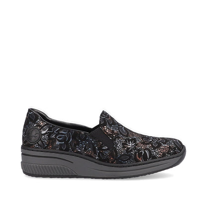 Rieker 48752-90 Black Combi Metallic Slip On Shoes