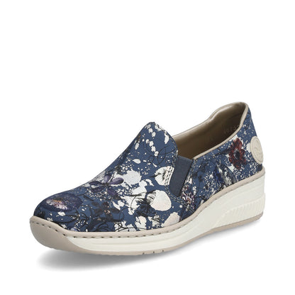 Rieker 48752-91 Blue Floral Multi Combi Slip On Shoes