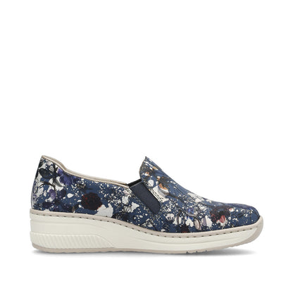 Rieker 48752-91 Blue Floral Multi Combi Slip On Shoes