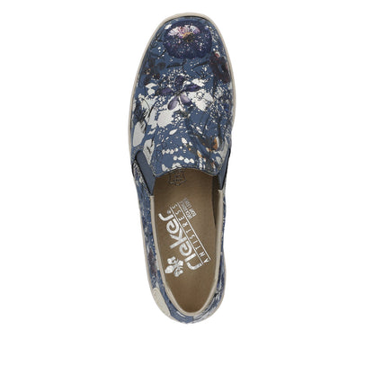 Rieker 48752-91 Blue Floral Multi Combi Slip On Shoes