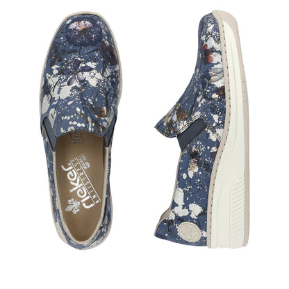 Rieker 48752-91 Blue Floral Multi Combi Slip On Shoes