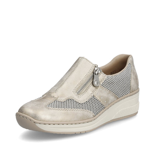 Rieker 48760-60 Gold Beige E Fit Mesh Combi Zip Shoes