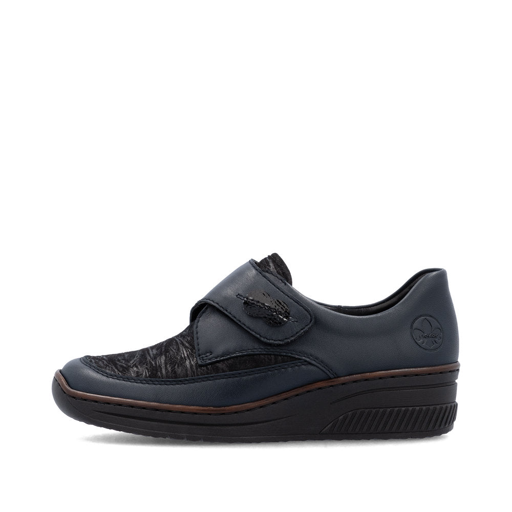 Rieker 487C0-15 Navy & Black Combi Velcro Shoes