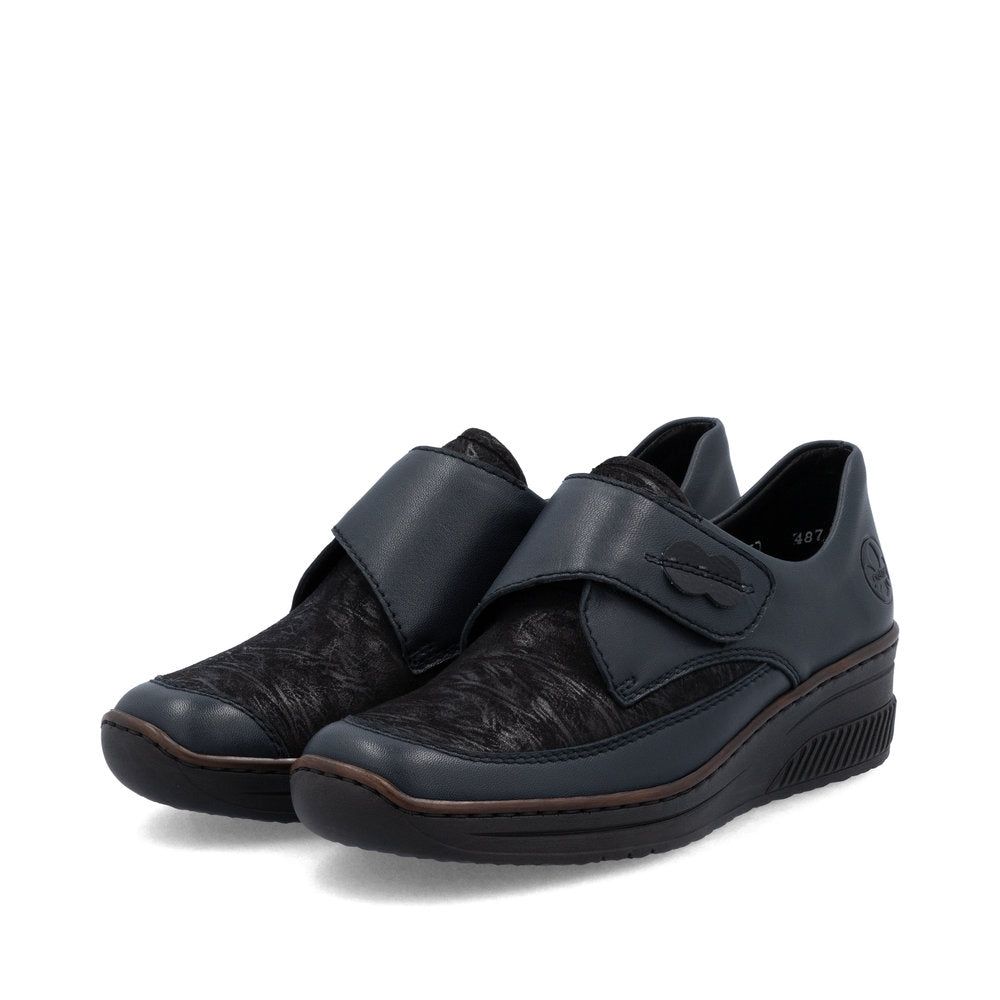 Rieker 487C0-15 Navy & Black Combi Velcro Shoes