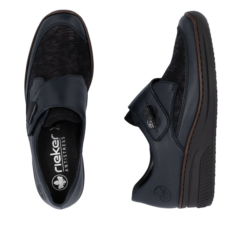 Rieker 487C0-15 Navy & Black Combi Velcro Shoes