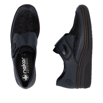 Rieker 487C0-15 Navy & Black Combi Velcro Shoes