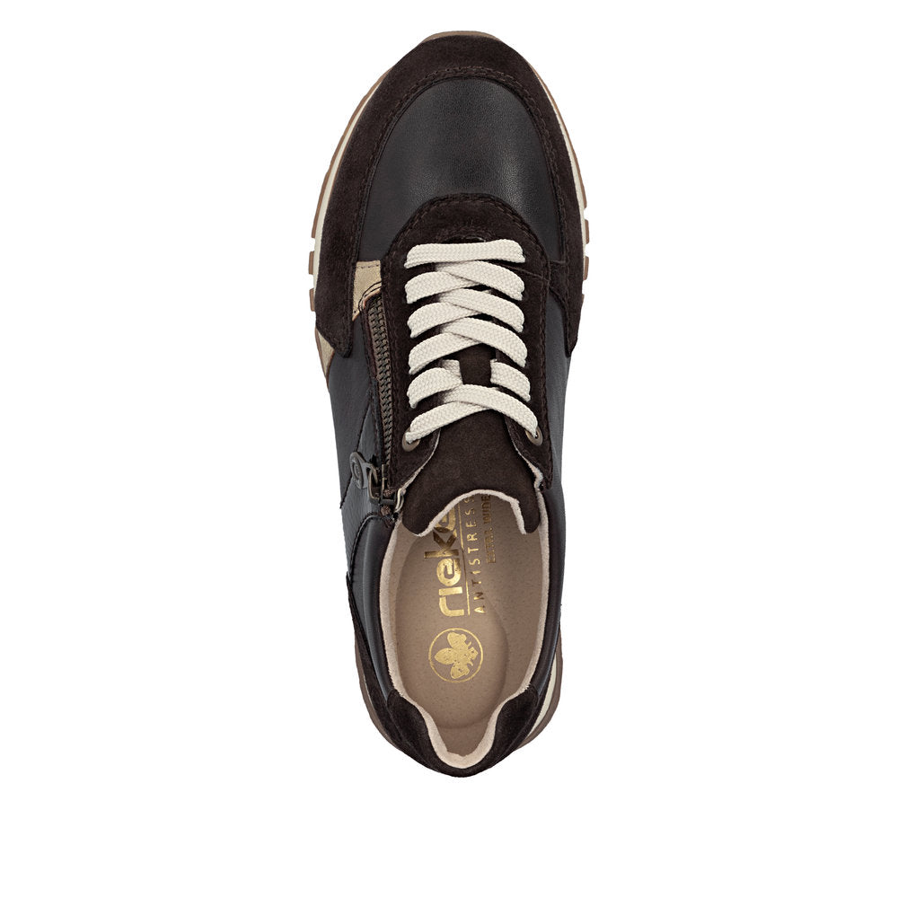 Rieker 49010-26 Dark Brown Mix H Fit Trainers with Zip