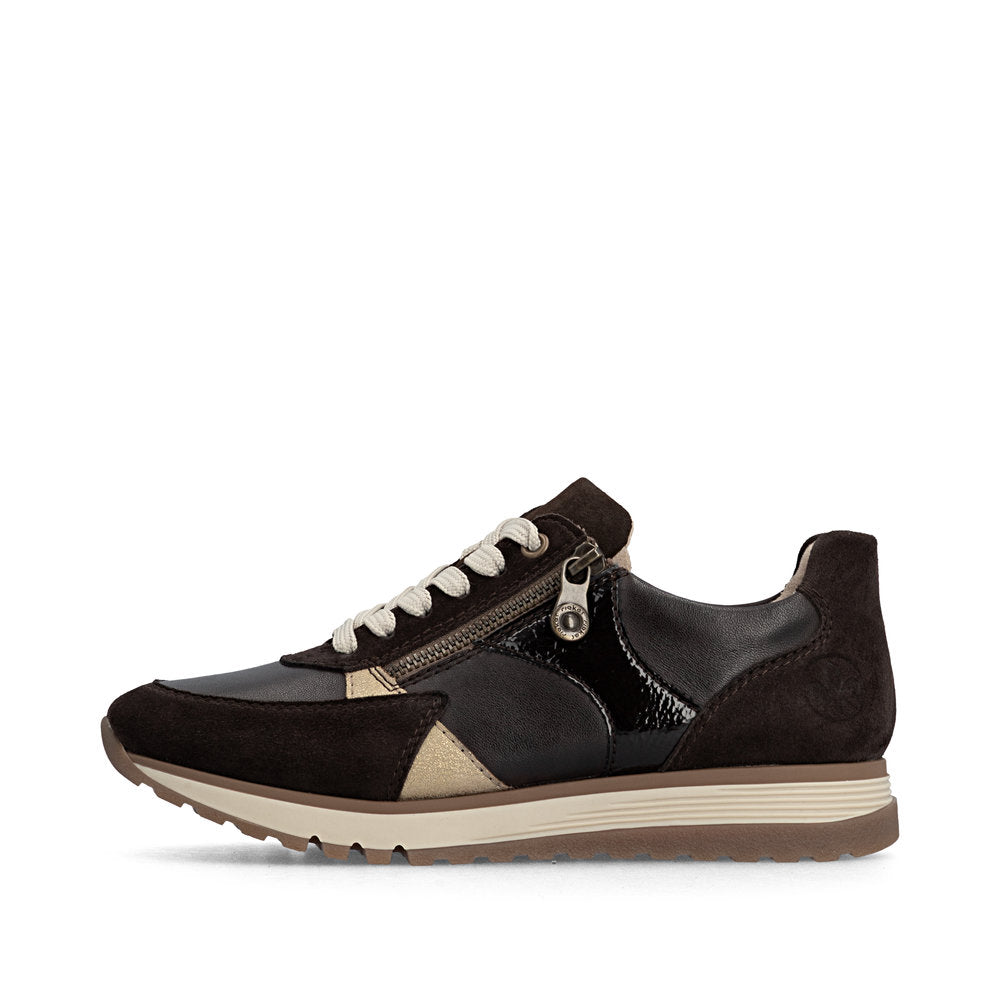 Rieker 49010-26 Dark Brown Mix H Fit Trainers with Zip