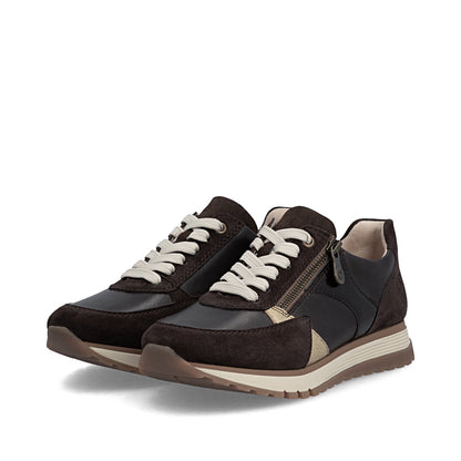 Rieker 49010-26 Dark Brown Mix H Fit Trainers with Zip