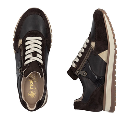 Rieker 49010-26 Dark Brown Mix H Fit Trainers with Zip