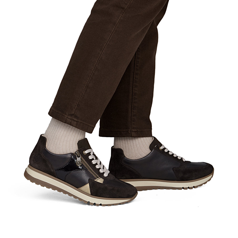 Rieker 49010-26 Dark Brown Mix H Fit Trainers with Zip