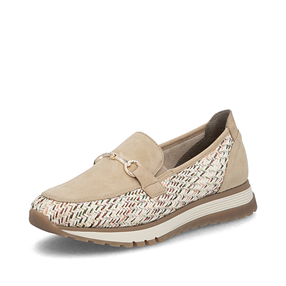 Rieker 49042-62 Beige H Fit Slip On Moccasins